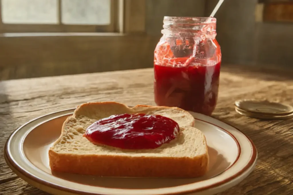 Homemade strawberry jam on toast