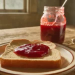 Homemade strawberry jam on toast