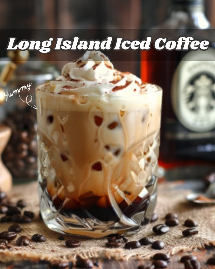 Long Island Iced Coffee "Enjoy the rich and creamy flavors of a Long Island Iced Coffee, perfect for a bold and indulgent drink! " Ingredients: 1 oz Baileys Irish Cream 1 oz Kahlúa 1/2 oz tequila 1/2 oz vodka 4 oz cold brew coffee 1 oz whipping cream Ice Whipped cream and coffee beans for garnish optional Instructions: Prepare the Glass: Fill a highball glass or large rocks glass with ice. Mix the Drink: In a cocktail shaker, combine Baileys Irish Cream, Kahlúa, tequila, vodka, and cold brew coffee. Add ice to the shaker and shake well until chilled. Serve: Strain the mixture into the prepared glass over ice. Pour the whipping cream over the top and gently stir to combine. Garnish: Garnish with whipped cream and coffee beans if desired. Enjoy: Sip and enjoy the rich and creamy flavors of this Long Island Iced Coffee! Hashtags: #LongIslandIcedCoffee #CoffeeCocktails #IndulgentDrinks #CocktailRecipes #creamydrinks