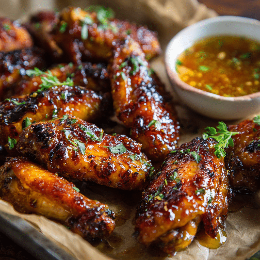 Hot Honey Wings That Hit the Sweet Spot 4 Hot honey wings with glaze and dipping sauce