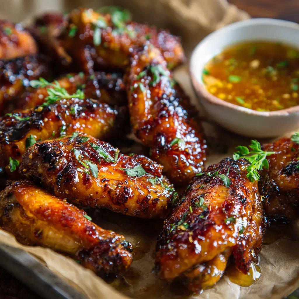 Hot honey wings with glaze and dipping sauce