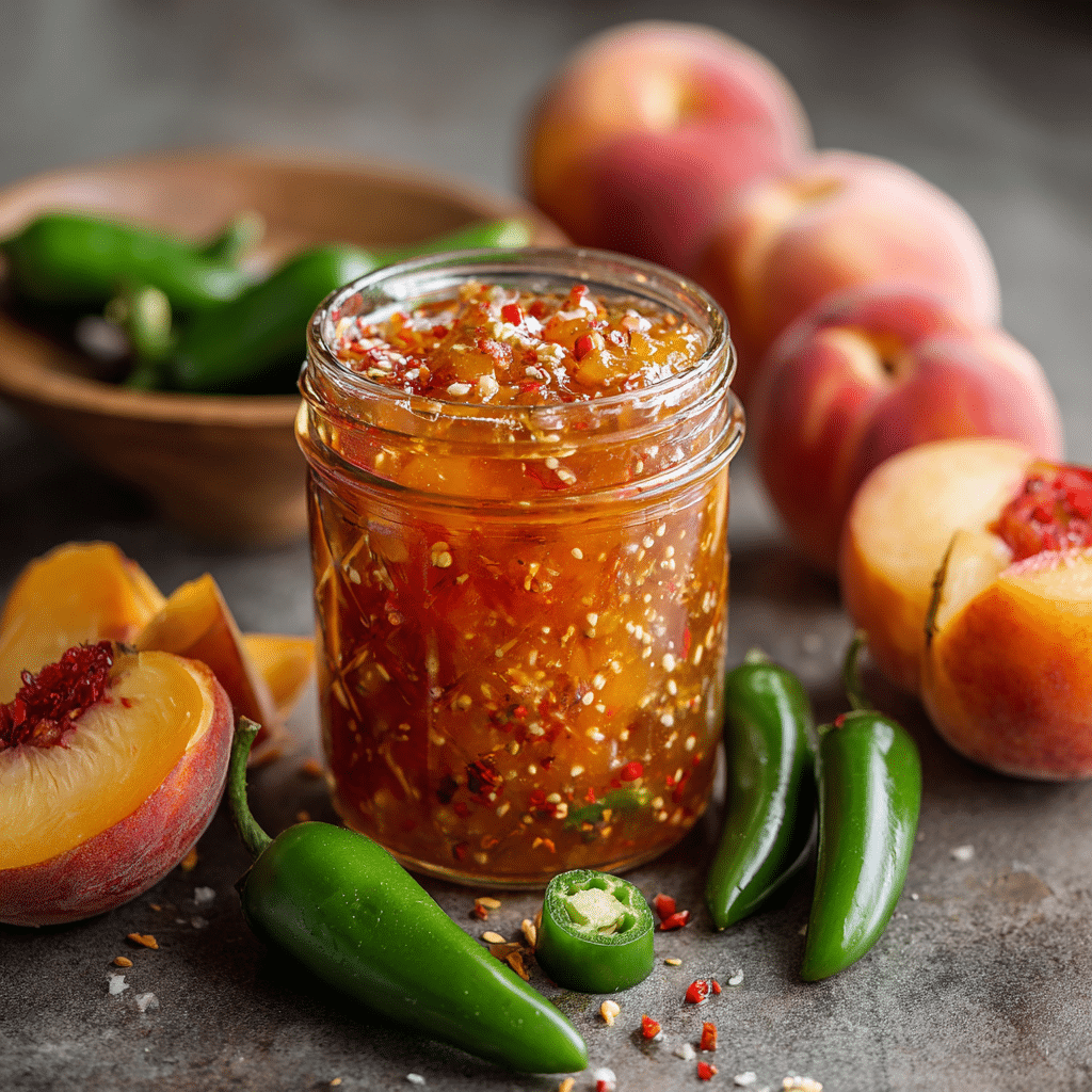 Spicy Peach Jam Recipe You’ll Crave All Year Long 5 spicy peach jam in rustic jar