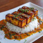 Honey Sriracha Tofu with rice