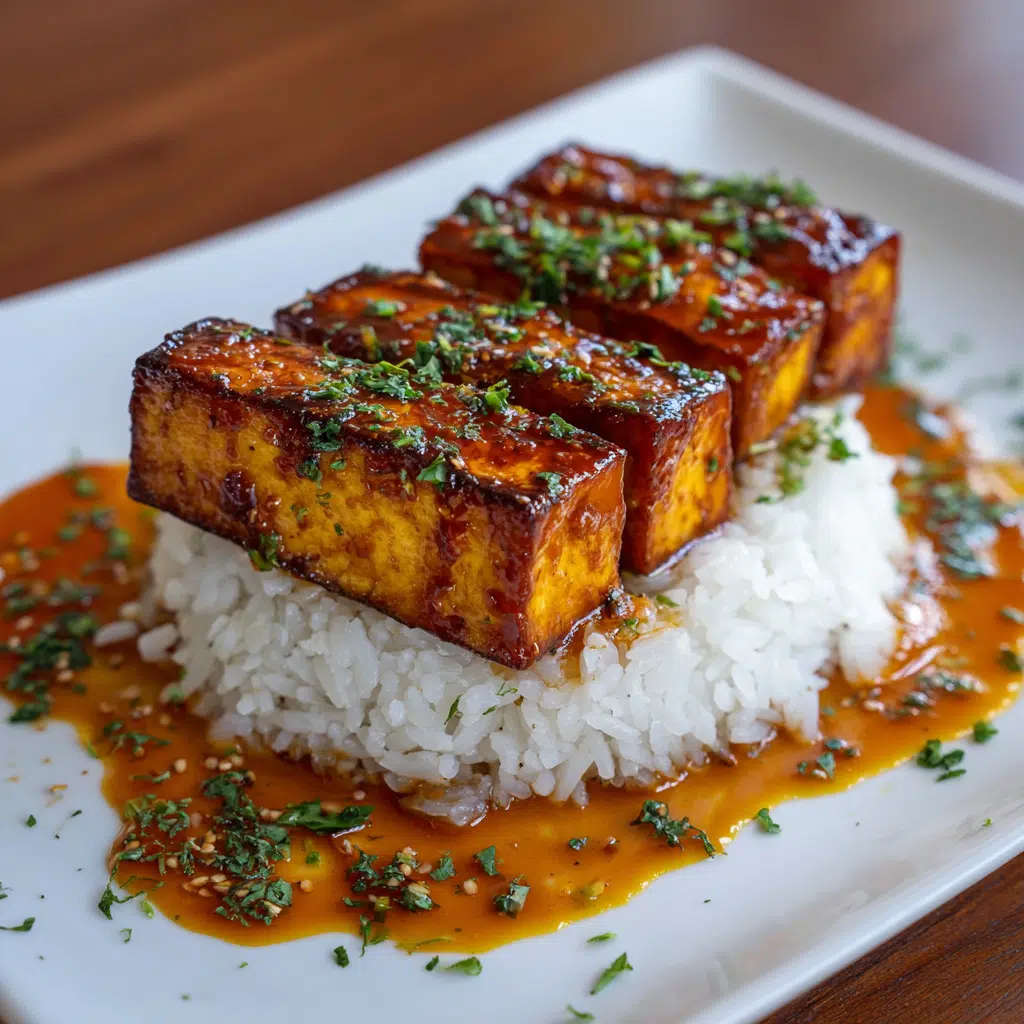 Honey Sriracha Tofu with rice